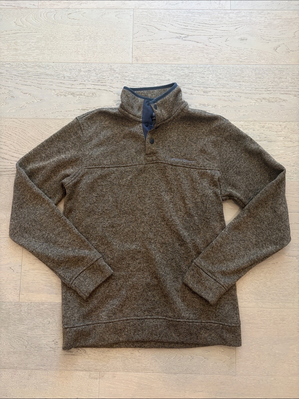 Eddie Bauer Olive Heather Quarter-Zip Mock Neck Sweater